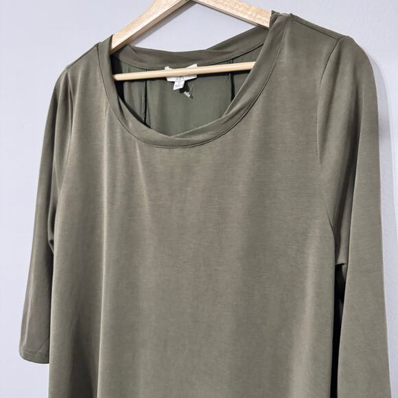 Umgee Top Size Small Tunic Army Green Longline Lagenlook Relaxed Stretch Modal - Picture 3 of 10